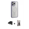 MARSİLYAN™- iPhone 15 Pro Max Kılıf Yankı Işık Özel Seri - Siyah Bilvis Hayalet Cam Ekran Koruyucu + Raze Metal Kamera Lens - GS