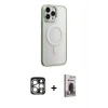 MARSİLYAN™- iPhone 15 Pro Max Kılıf Yankı Işık Özel Seri - Siyah Bilvis Hayalet Cam Ekran Koruyucu + PVD Metal Kamera Lens - GS