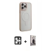 MARSİLYAN™- iPhone 15 Pro Max Kılıf Yankı Işık Özel Seri - Siyah Bilvis Hayalet Cam Ekran Koruyucu + PVD Metal Kamera Lens - GS