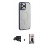 MARSİLYAN™- iPhone 15 Pro Max Kılıf Yankı Işık Özel Seri - Siyah Bilvis Hayalet Cam Ekran Koruyucu + Raze Metal Kamera Lens - GS