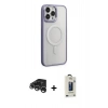 MARSİLYAN™- iPhone 15 Pro Max Kılıf Yankı Işık Özel Seri - Siyah Bilvis Hayalet Cam Ekran Koruyucu + Gümüş Raze Metal Kamera Lens