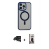 MARSİLYAN™- iPhone 15 Pro Max Kılıf Yankı Işık Özel Seri - Siyah Bilvis Hayalet Cam Ekran Koruyucu + Raze Metal Kamera Lens - GS