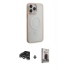 MARSİLYAN™- iPhone 15 Pro Max Kılıf Yankı Işık Özel Seri - Siyah Bilvis Hayalet Cam Ekran Koruyucu + Raze Metal Kamera Lens - GS