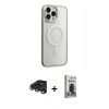 MARSİLYAN™- iPhone 15 Pro Max Kılıf Yankı Işık Özel Seri - Siyah Bilvis Hayalet Cam Ekran Koruyucu + Raze Metal Kamera Lens - LT