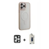 MARSİLYAN™- iPhone 15 Pro Max Kılıf Yankı Işık Özel Seri - Siyah Bilvis Hayalet Cam Ekran Koruyucu + PVD Metal Kamera Lens - LT