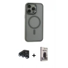 MARSİLYAN™- iPhone 15 Pro Max Kılıf Yankı Işık Özel Seri - Siyah Bilvis Hayalet Cam Ekran Koruyucu + Raze Metal Kamera Lens - LT