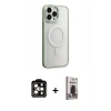 MARSİLYAN™- iPhone 15 Pro Max Kılıf Yankı Işık Özel Seri - Siyah Bilvis Hayalet Cam Ekran Koruyucu + PVD Metal Kamera Lens - TU