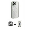 MARSİLYAN™- iPhone 15 Pro Max Kılıf Yankı Işık Özel Seri - Siyah Bilvis Hayalet Cam Ekran Koruyucu + PVD Metal Kamera Lens - GI