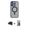 MARSİLYAN™- iPhone 15 Pro Max Kılıf Yankı Işık Özel Seri - Siyah Bilvis Hayalet Cam Ekran Koruyucu + Raze Metal Kamera Lens - TMGI