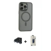 MARSİLYAN™- iPhone 15 Pro Max Kılıf Yankı Işık Özel Seri - Siyah Bilvis Hayalet Cam Ekran Koruyucu + Raze Metal Kamera Lens - LT