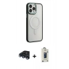MARSİLYAN™- iPhone 15 Pro Max Kılıf Yankı Işık Özel Seri - Siyah Bilvis Hayalet Cam Ekran Koruyucu + Raze Metal Kamera Lens - LT