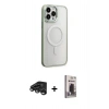 MARSİLYAN™- iPhone 15 Pro Max Kılıf Yankı Işık Özel Seri - Siyah Bilvis Hayalet Cam Ekran Koruyucu + Raze Metal Kamera Lens - TMGI