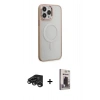 MARSİLYAN™- iPhone 15 Pro Max Kılıf Yankı Işık Özel Seri - Siyah Bilvis Hayalet Cam Ekran Koruyucu + Raze Metal Kamera Lens - TMGI