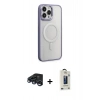 MARSİLYAN™- iPhone 15 Pro Max Kılıf Yankı Işık Özel Seri - Siyah Bilvis Hayalet Cam Ekran Koruyucu + Raze Metal Kamera Lens - LT