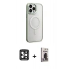 MARSİLYAN™- iPhone 15 Pro Max Kılıf Yankı Işık Özel Seri - Siyah Bilvis Hayalet Cam Ekran Koruyucu + Siyah PVD Metal Kamera Lens