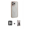 MARSİLYAN™- iPhone 15 Pro Max Kılıf Yankı Işık Özel Seri - Siyah Bilvis Hayalet Cam Ekran Koruyucu + Siyah PVD Metal Kamera Lens