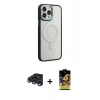 MARSİLYAN™- iPhone 15 Pro Max Kılıf Yankı Işık Özel Seri - Siyah Buffer Cam Ekran Koruyucu + Raze Metal Kamera Lens - LT