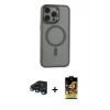 MARSİLYAN™- iPhone 15 Pro Max Kılıf Yankı Işık Özel Seri - Siyah Buffer Cam Ekran Koruyucu + Raze Metal Kamera Lens - LT