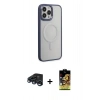 MARSİLYAN™- iPhone 15 Pro Max Kılıf Yankı Işık Özel Seri - Siyah Buffer Cam Ekran Koruyucu + Raze Metal Kamera Lens - LT