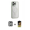 MARSİLYAN™- iPhone 15 Pro Max Kılıf Yankı Işık Özel Seri - Siyah Buffer Cam Ekran Koruyucu + PVD Metal Kamera Lens - LT