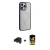 MARSİLYAN™- iPhone 15 Pro Max Kılıf Yankı Işık Özel Seri - Siyah Buffer Cam Ekran Koruyucu + Raze Metal Kamera Lens - TMGI