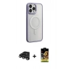 MARSİLYAN™- iPhone 15 Pro Max Kılıf Yankı Işık Özel Seri - Siyah Buffer Cam Ekran Koruyucu + Raze Metal Kamera Lens - TMGI