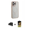 MARSİLYAN™- iPhone 15 Pro Max Kılıf Yankı Işık Özel Seri - Siyah Buffer Cam Ekran Koruyucu + Raze Metal Kamera Lens - TMGI