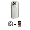 MARSİLYAN™- iPhone 15 Pro Max Kılıf Yankı Işık Özel Seri - Siyah Buffer Hayalet Cam Ekran Koruyucu + PVD Metal Kamera Lens - GS