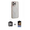 MARSİLYAN™- iPhone 15 Pro Max Kılıf Yankı Işık Özel Seri - Siyah Buffer Hayalet Cam Ekran Koruyucu + PVD Metal Kamera Lens - TU