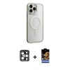 MARSİLYAN™- iPhone 15 Pro Max Kılıf Yankı Işık Özel Seri - Siyah Buffer Hayalet Cam Ekran Koruyucu + PVD Metal Kamera Lens - LT