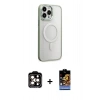 MARSİLYAN™- iPhone 15 Pro Max Kılıf Yankı Işık Özel Seri - Siyah Buffer Hayalet Cam Ekran Koruyucu + PVD Metal Kamera Lens - TU
