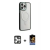 MARSİLYAN™- iPhone 15 Pro Max Kılıf Yankı Işık Özel Seri - Siyah Buffer Hayalet Cam Ekran Koruyucu + PVD Metal Kamera Lens - GS