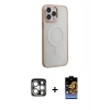 MARSİLYAN™- iPhone 15 Pro Max Kılıf Yankı Işık Özel Seri - Siyah Buffer Hayalet Cam Ekran Koruyucu + PVD Metal Kamera Lens - GS