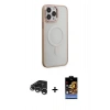 MARSİLYAN™- iPhone 15 Pro Max Kılıf Yankı Işık Özel Seri - Siyah Buffer Hayalet Cam Ekran Koruyucu + Raze Metal Kamera Lens - GS