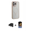 MARSİLYAN™- iPhone 15 Pro Max Kılıf Yankı Işık Özel Seri - Siyah Buffer Hayalet Cam Ekran Koruyucu + Raze Metal Kamera Lens - TMGI