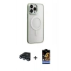 MARSİLYAN™- iPhone 15 Pro Max Kılıf Yankı Işık Özel Seri - Siyah Buffer Hayalet Cam Ekran Koruyucu + Raze Metal Kamera Lens - LT