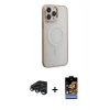 MARSİLYAN™- iPhone 15 Pro Max Kılıf Yankı Işık Özel Seri - Siyah Buffer Hayalet Cam Ekran Koruyucu + Raze Metal Kamera Lens - LT