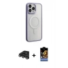 MARSİLYAN™- iPhone 15 Pro Max Kılıf Yankı Işık Özel Seri - Siyah Buffer Hayalet Cam Ekran Koruyucu + Raze Metal Kamera Lens - TMGI