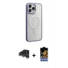 MARSİLYAN™- iPhone 15 Pro Max Kılıf Yankı Işık Özel Seri - Siyah Buffer Hayalet Cam Ekran Koruyucu + Raze Metal Kamera Lens - GS