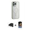 MARSİLYAN™- iPhone 15 Pro Max Kılıf Yankı Işık Özel Seri - Siyah Buffer Hayalet Cam Ekran Koruyucu + Raze Metal Kamera Lens - TMGI