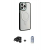 MARSİLYAN™- iPhone 15 Pro Max Kılıf Yankı Işık Özel Seri - Siyah Joko Magic 5D Cam + Raze Metal Kamera Lens - GS