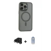 MARSİLYAN™- iPhone 15 Pro Max Kılıf Yankı Işık Özel Seri - Siyah Joko Magic 5D Cam + Raze Metal Kamera Lens - SH