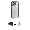 MARSİLYAN™- iPhone 15 Pro Max Kılıf Yankı Işık Özel Seri - Siyah Joko Magic 5D Cam + Raze Metal Kamera Lens - LT