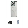 MARSİLYAN™- iPhone 15 Pro Max Kılıf Yankı Işık Özel Seri - Siyah Joko Magic 5D Cam + Raze Metal Kamera Lens - TMGI