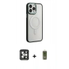 MARSİLYAN™- iPhone 15 Pro Max Kılıf Yankı Işık Özel Seri - Siyah Joko Magic 5D Hayalet Cam + PVD Metal Kamera Lens - GI