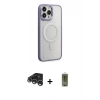 MARSİLYAN™- iPhone 15 Pro Max Kılıf Yankı Işık Özel Seri - Siyah Joko Magic 5D Hayalet Cam + Gümüş Raze Metal Kamera Lens