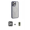 MARSİLYAN™- iPhone 15 Pro Max Kılıf Yankı Işık Özel Seri - Siyah Joko Magic 5D Hayalet Cam + PVD Metal Kamera Lens - SH