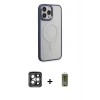 MARSİLYAN™- iPhone 15 Pro Max Kılıf Yankı Işık Özel Seri - Siyah Joko Magic 5D Hayalet Cam + PVD Metal Kamera Lens - GI