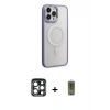MARSİLYAN™- iPhone 15 Pro Max Kılıf Yankı Işık Özel Seri - Siyah Joko Magic 5D Hayalet Cam + PVD Metal Kamera Lens - LT