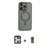 MARSİLYAN™- iPhone 15 Pro Max Kılıf Yankı Işık Özel Seri - Siyah Joko Magic 5D Hayalet Cam + PVD Metal Kamera Lens - GS